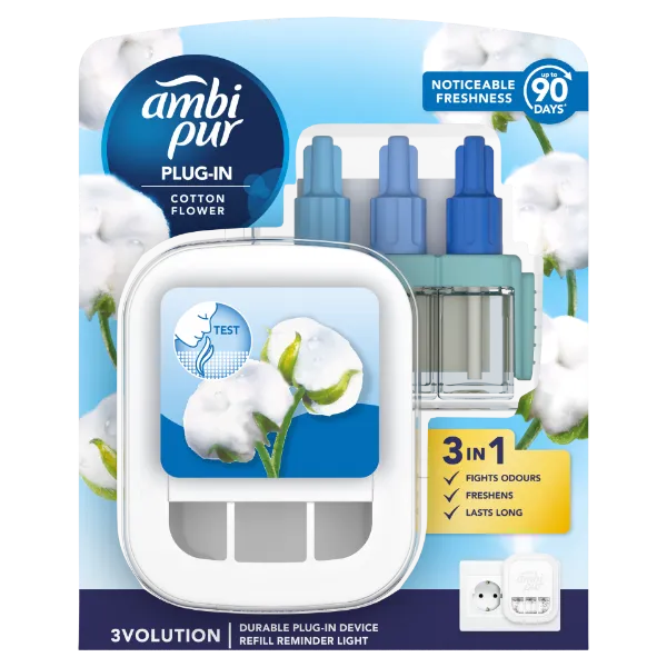 Ambi Pur 3Volution Cotton Flower elektromos légfrissítő kezdőcsomag, 20 ml termékhez kapcsolódó kép