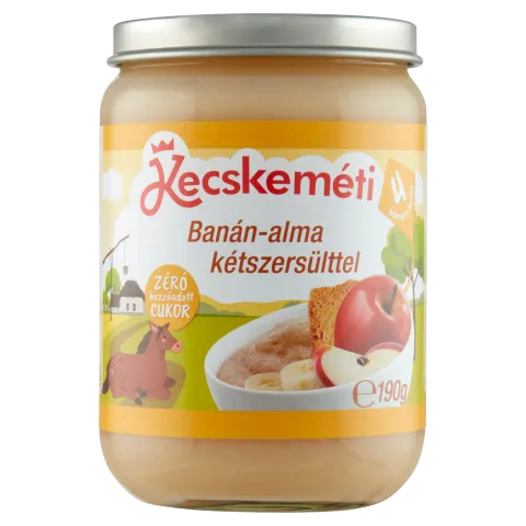 Kecskeméti banán-alma kétszersülttel bébidesszert 4 hónapos kortól 190 g termékhez kapcsolódó kép