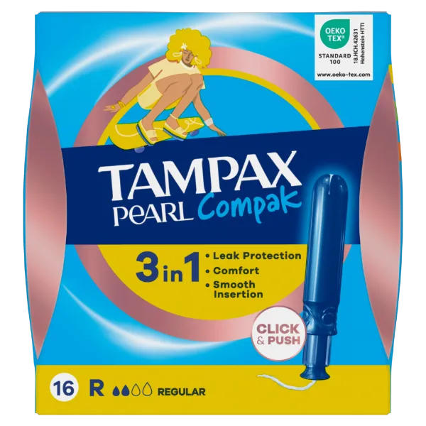 Tampax Pearl Compak Regular Applikátoros Tampon, 16 db termékhez kapcsolódó kép