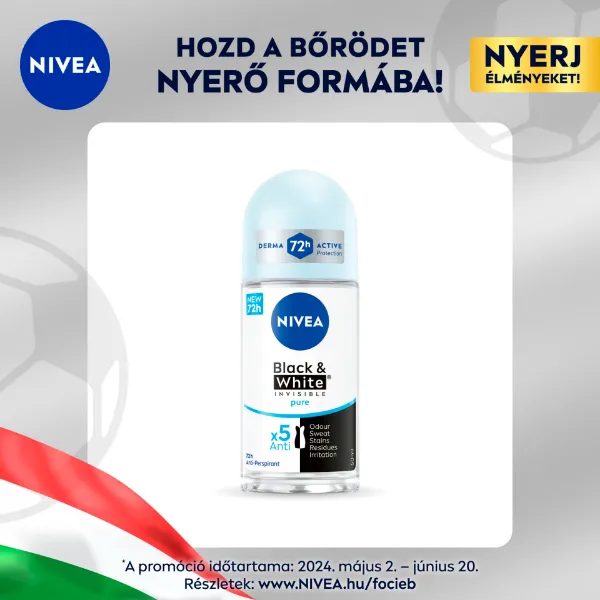 NIVEA Black & White Invisible Pure golyós dezodor 50 ml termékhez kapcsolódó kép
