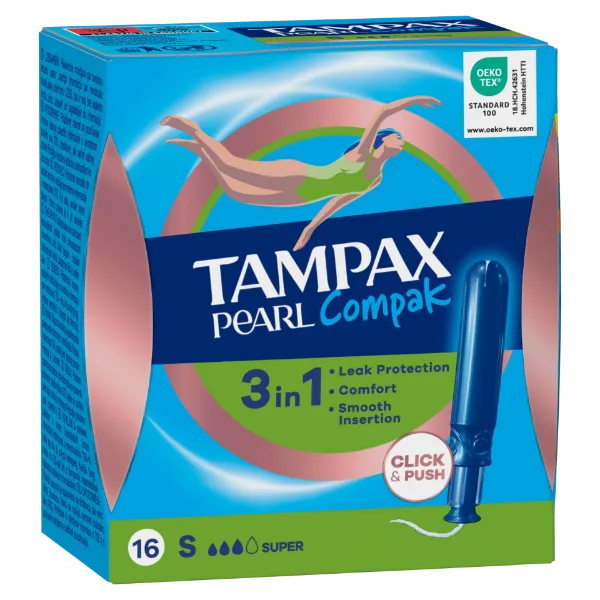 Tampax Compak Pearl Super Applikátoros Tampon, 16 db termékhez kapcsolódó kép