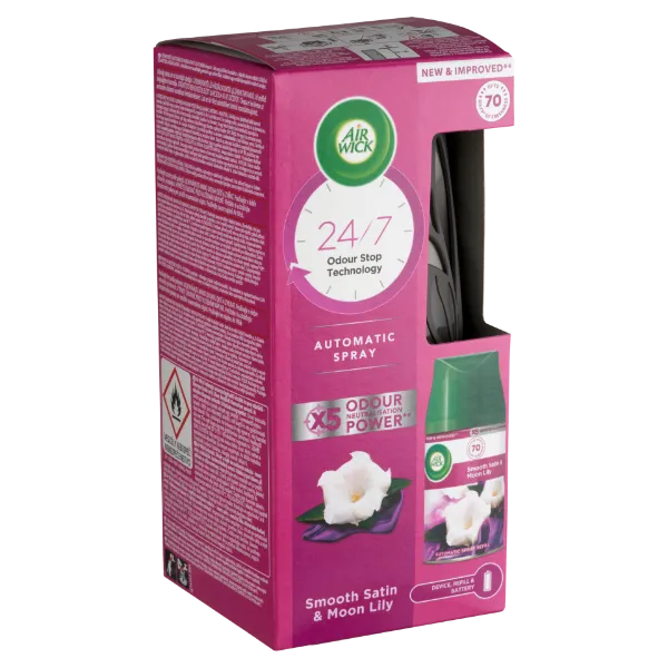 Air Wick Freshmatic Bársonyos Szatén és Éji Liliom automata légfrissítő készülék és utántöltő 250 ml termékhez kapcsolódó kép