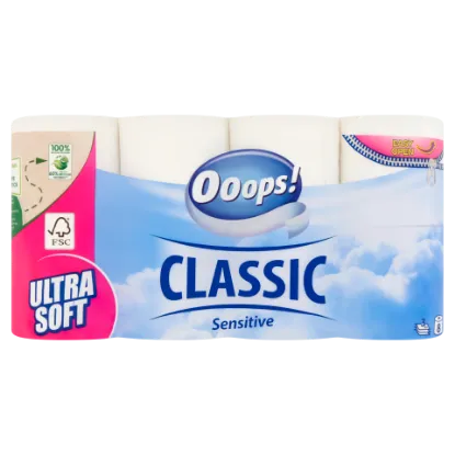 Ooops! Classic Sensitive toalettpapír 3 rétegű 8 tekercs termékhez kapcsolódó kép