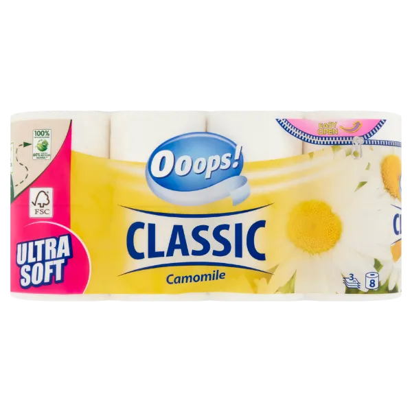 Ooops! Classic Camomile toalettpapír 3 rétegű 8 tekercs termékhez kapcsolódó kép