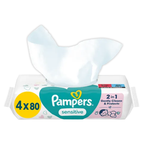 Pampers Sensitive Nedves Törlőkendő, 4 Csomag = 320 db termékhez kapcsolódó kép
