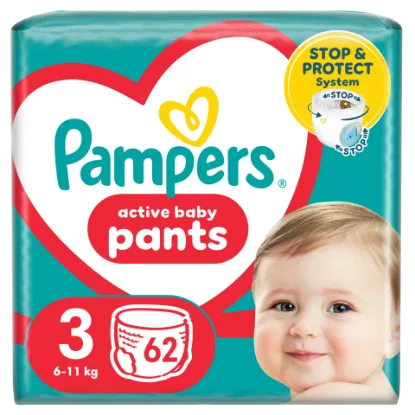 Pampers Pants Bugyipelenka, Méret: 3, 62 db pelenka, 6kg-11kg termékhez kapcsolódó kép