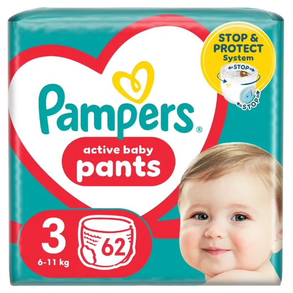 Pampers Pants Bugyipelenka, Méret: 3, 62 db pelenka, 6kg-11kg termékhez kapcsolódó kép