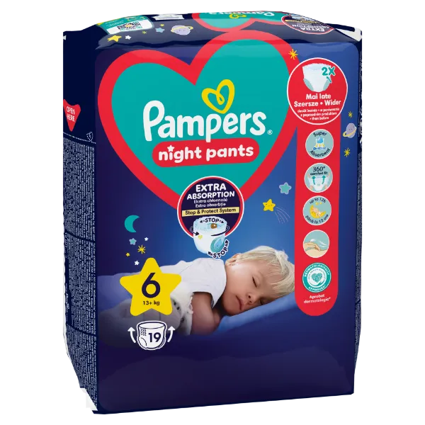 Pampers Night Pants Éjszakai Bugyipelenka, 6 Méret, 19 Bugyipelenka, 15kg+ termékhez kapcsolódó kép
