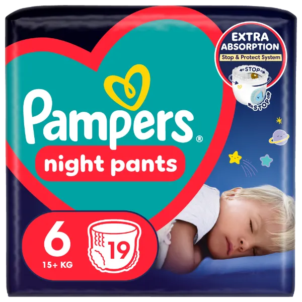 Pampers Night Pants Éjszakai Bugyipelenka, 6 Méret, 19 Bugyipelenka, 15kg+ termékhez kapcsolódó kép