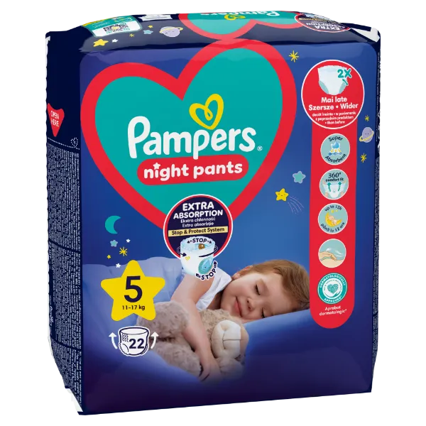 Pampers Night Pants Éjszakai Bugyipelenka, 5 Méret, 22 Bugyipelenka, 12kg-17kg termékhez kapcsolódó kép