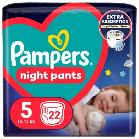 Pampers Night Pants Éjszakai Bugyipelenka, 5 Méret, 22 Bugyipelenka, 12kg-17kg termékhez kapcsolódó kép