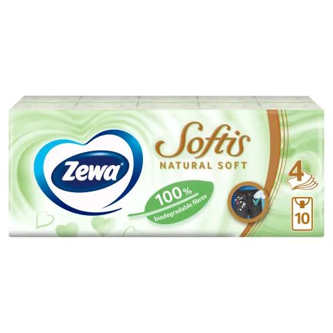 Zewa Softis Natural Soft papír zsebkendő 4 rétegű 10 x 9 db termékhez kapcsolódó kép