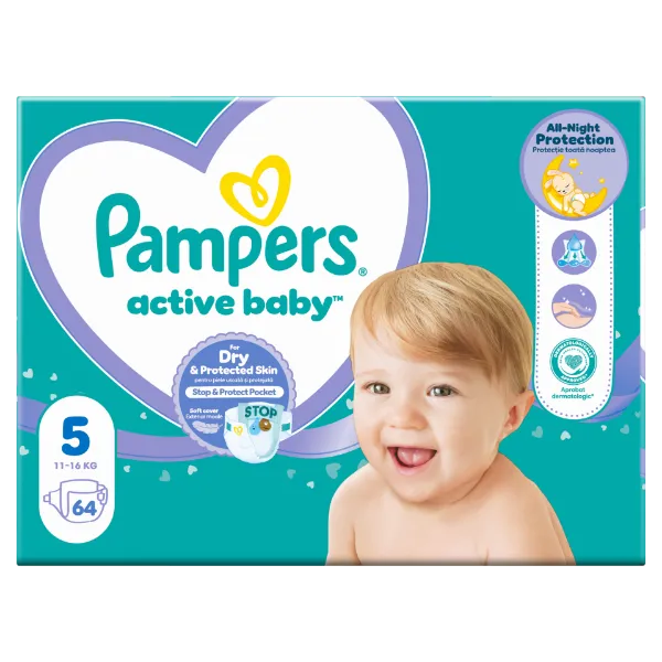 Pampers Active Baby 5, 64 Db Pelenka, 11kg-16kg termékhez kapcsolódó kép