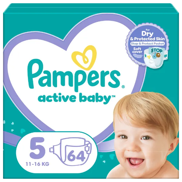 Pampers Active Baby 5, 64 Db Pelenka, 11kg-16kg termékhez kapcsolódó kép