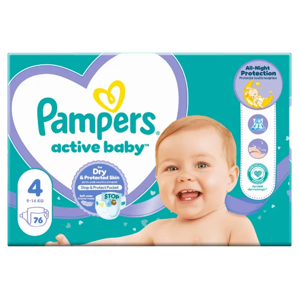 Pampers Active Baby 4, 76 Db Pelenka, 9kg-14kg termékhez kapcsolódó kép