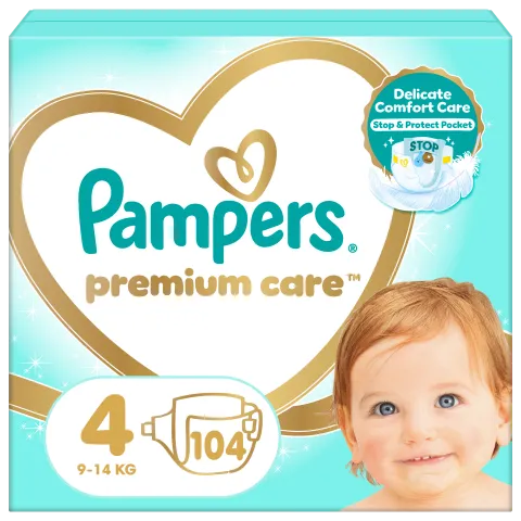 Pampers Premium Care Pelenka, 4 Méret, 104 db, 9kg-14kg termékhez kapcsolódó kép