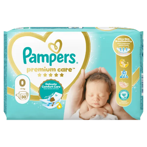 Pampers Premium Care Pelenka, 0 Méret, 30 db, <3kg termékhez kapcsolódó kép