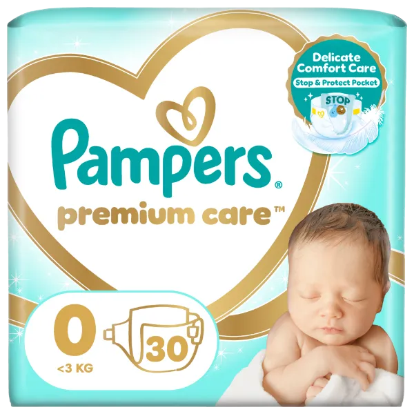 Pampers Premium Care Pelenka, 0 Méret, 30 db, <3kg termékhez kapcsolódó kép