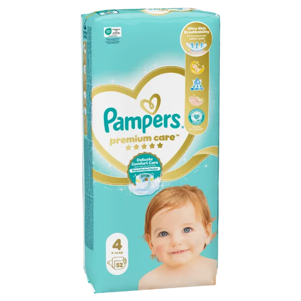 Pampers Premium Care Pelenka, 4 Méret, 52 db, 9kg-14kg termékhez kapcsolódó kép