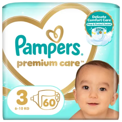 Pampers Premium Care Pelenka, 3 Méret, 60 db, 6kg-10kg termékhez kapcsolódó kép