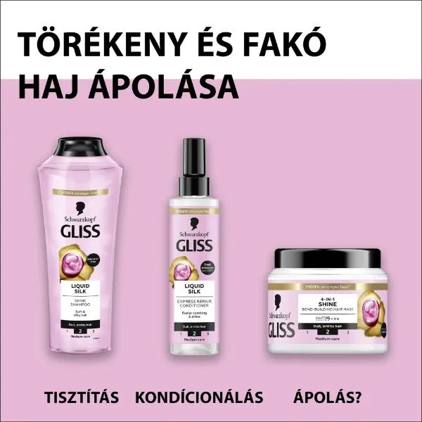 Gliss Liquid Silk sampon ceramidokkal és selyemmel, törékeny és fakó hajra 400 ml termékhez kapcsolódó kép