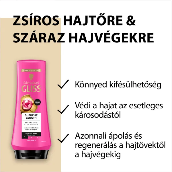 Gliss Supreme Length hajbalzsam biotin complexel & bazsarózsával 200 ml termékhez kapcsolódó kép