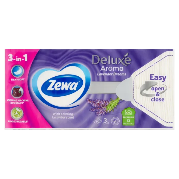 Zewa delux papírzsebkendő lavender 3 rétegű 90db termékhez kapcsolódó kép