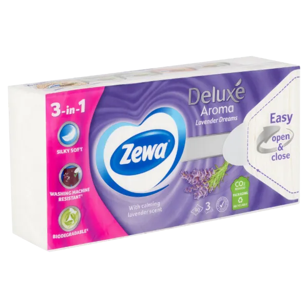 Zewa delux papírzsebkendő lavender 3 rétegű 90db termékhez kapcsolódó kép
