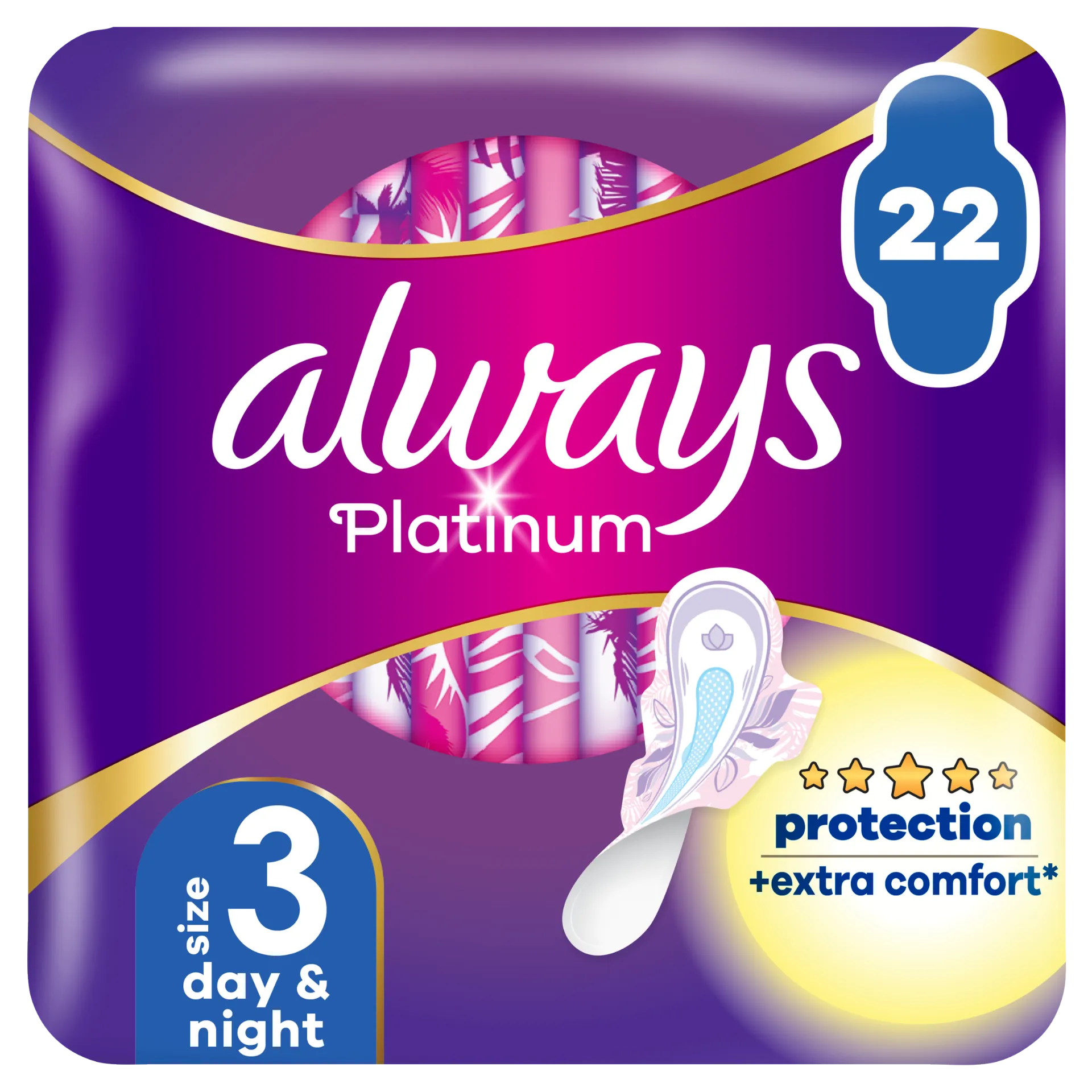 Always Platinum Day & Night Szárnyas Egészségügyi Betét, 22 db