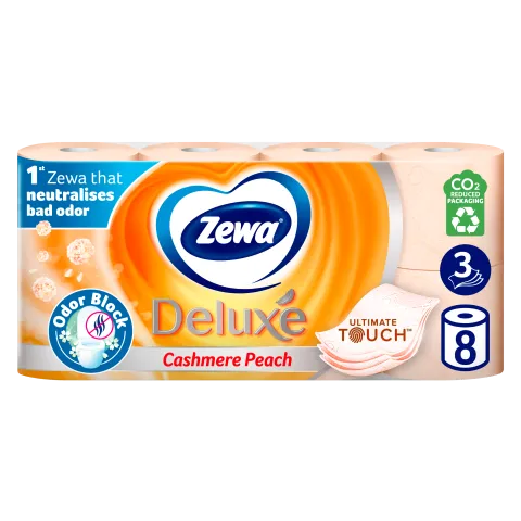 Zewa Deluxe Cashmere Peach toalettpapír 3 rétegű 8 tekercs termékhez kapcsolódó kép