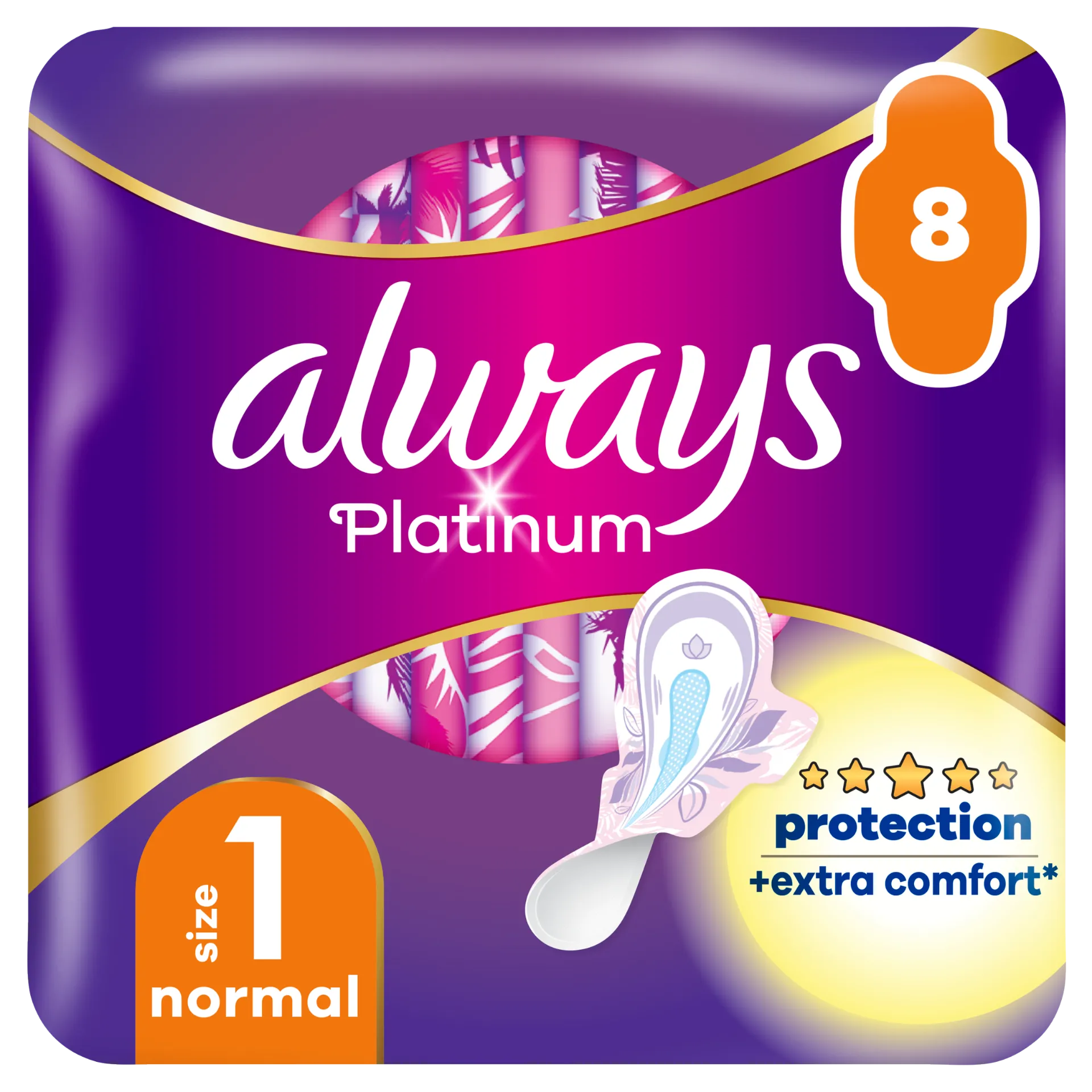 Always Platinum Normal (1-es méret) Szárnyas Egészségügyi Betét, 8 db