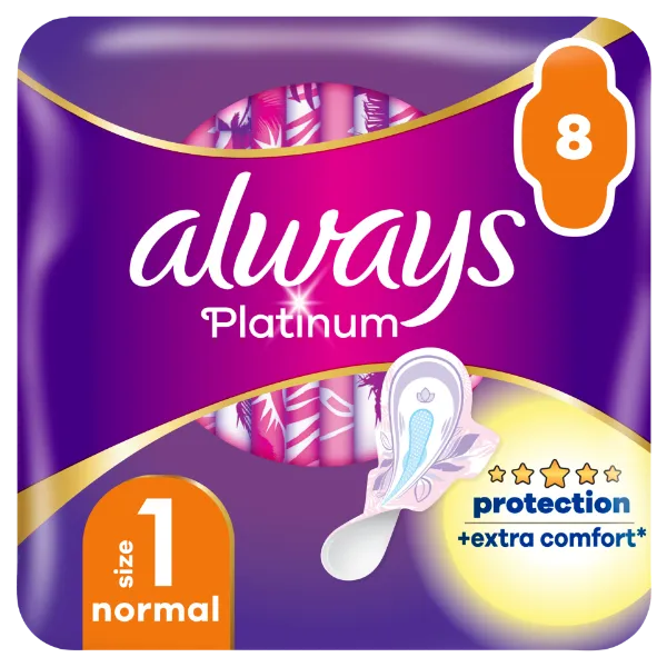 Always Platinum Normal (1-es méret) Szárnyas Egészségügyi Betét, 8 db termékhez kapcsolódó kép