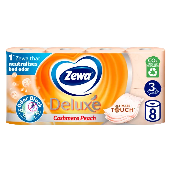 Zewa Deluxe Cashmere Peach toalettpapír 3 rétegű 8 tekercs termékhez kapcsolódó kép