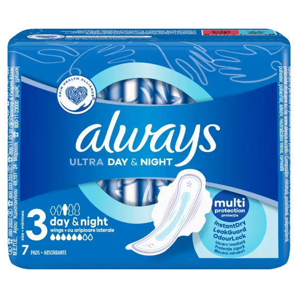 Always Ultra Day & Night (3-as méret) Szárnyas Egészségügyi Betét, 7 Db termékhez kapcsolódó kép