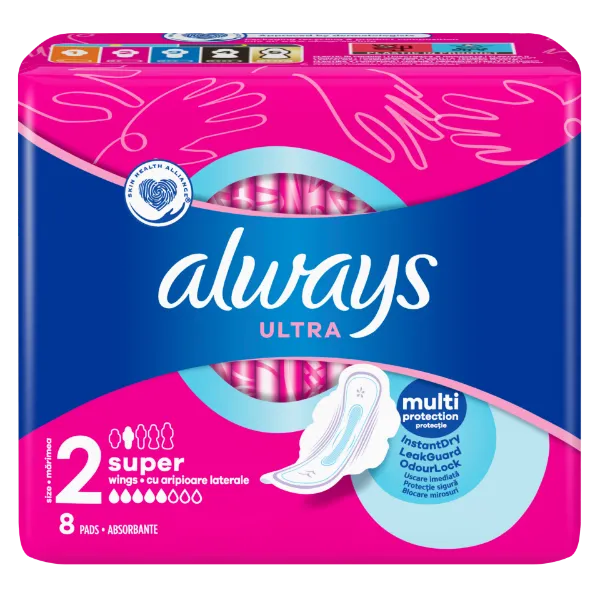 Always Ultra Super (2-es méret) Szárnyas Egészségügyi Betét, 8 Db termékhez kapcsolódó kép