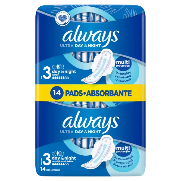 Always Ultra Day & Night (3-as méret) Szárnyas Egészségügyi Betét, 14 Db termékhez kapcsolódó kép