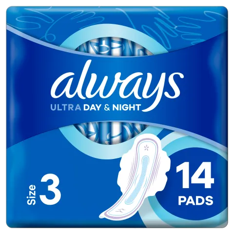 Always Ultra Day & Night (3-as méret) Szárnyas Egészségügyi Betét, 14 Db termékhez kapcsolódó kép