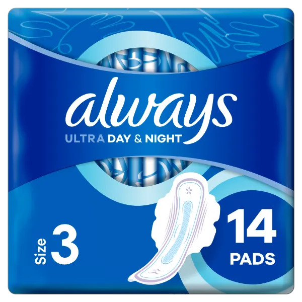 Always Ultra Day & Night (3-as méret) Szárnyas Egészségügyi Betét, 14 Db termékhez kapcsolódó kép