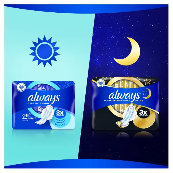 Always Ultra Day & Night (3-as méret) Szárnyas Egészségügyi Betét, 14 Db termékhez kapcsolódó kép