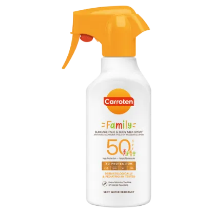 Carroten Family SPF50 naptej spray arcra és testre 270 ml termékhez kapcsolódó kép