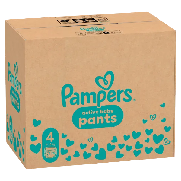 Pampers Active Baby Bugyipelenka, Méret 4, 176 Bugyipelenka, 9kg-15kg termékhez kapcsolódó kép