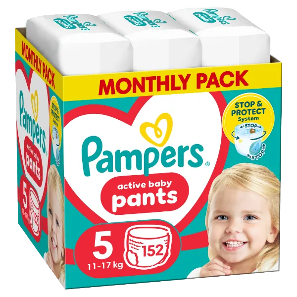 Pampers Active Baby Bugyipelenka, Méret 5, 152 Bugyipelenka, 11kg-17kg termékhez kapcsolódó kép