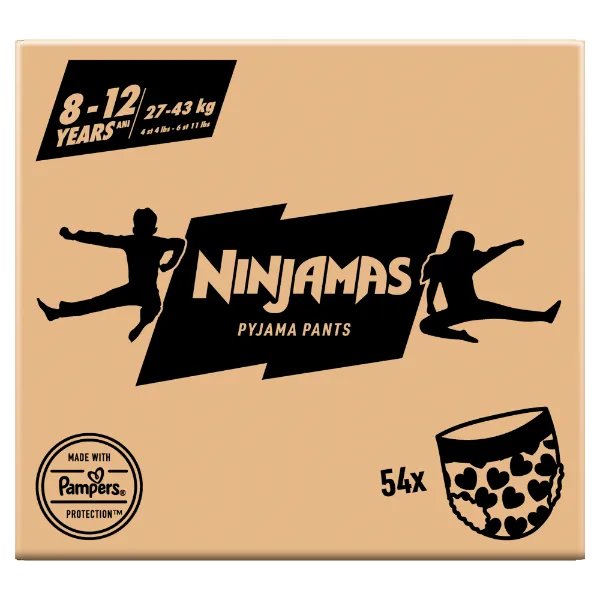Ninjamas Pyjama Pants Szívecskés, 54 db Pyjama Bugyipelenka, 8 Éves Kor, 27kg-43kg termékhez kapcsolódó kép
