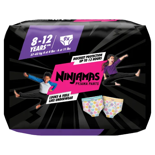 Ninjamas Éjszakai Nedvszívó Alsónemű Szivek, 9 Éjszakai Nedvszívó Alsónemű, 8 Korúak Számára termékhez kapcsolódó kép