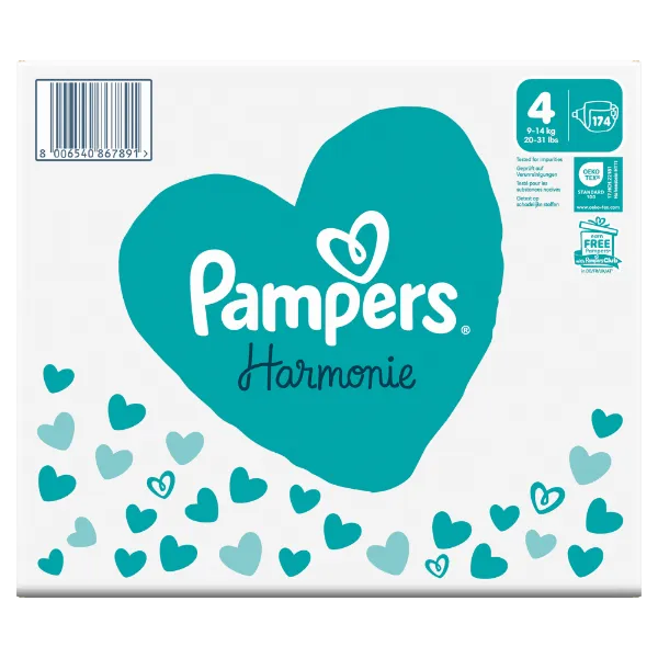 Pampers Harmonie Baby Pelenka, Méret: 4, 174 db Pelenka, 9kg-14kg termékhez kapcsolódó kép