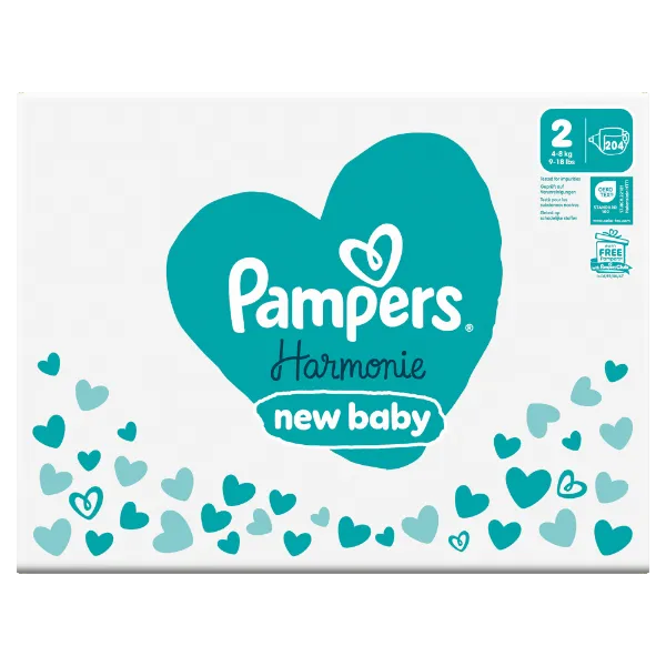 Pampers Harmonie Baby Pelenka, Méret: 2, 204 db Pelenka, 4kg-8kg termékhez kapcsolódó kép