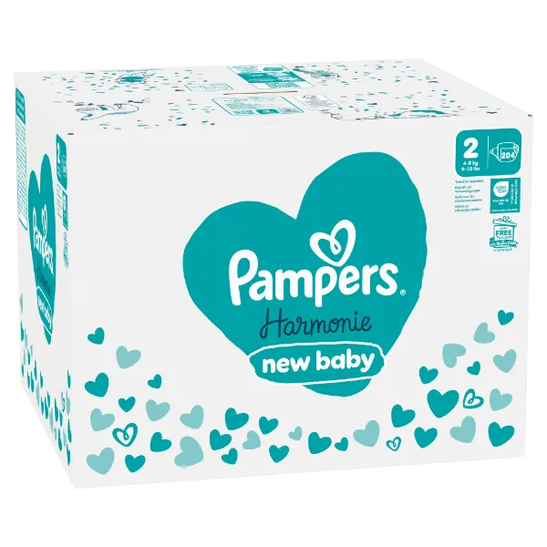 Pampers Harmonie Baby Pelenka, Méret: 2, 204 db Pelenka, 4kg-8kg termékhez kapcsolódó kép