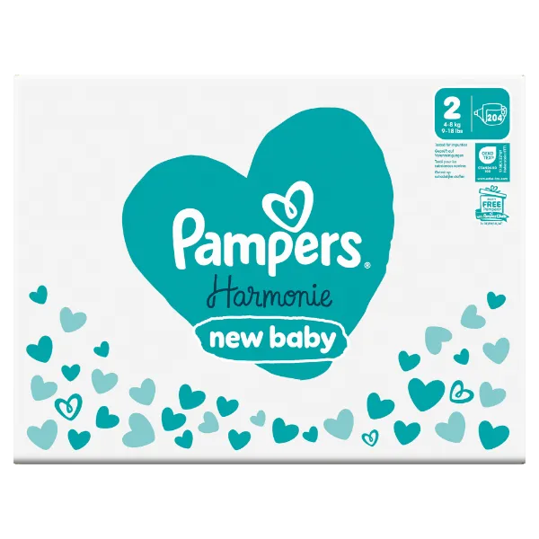 Pampers Harmonie Baby Pelenka, Méret: 2, 204 db Pelenka, 4kg-8kg termékhez kapcsolódó kép