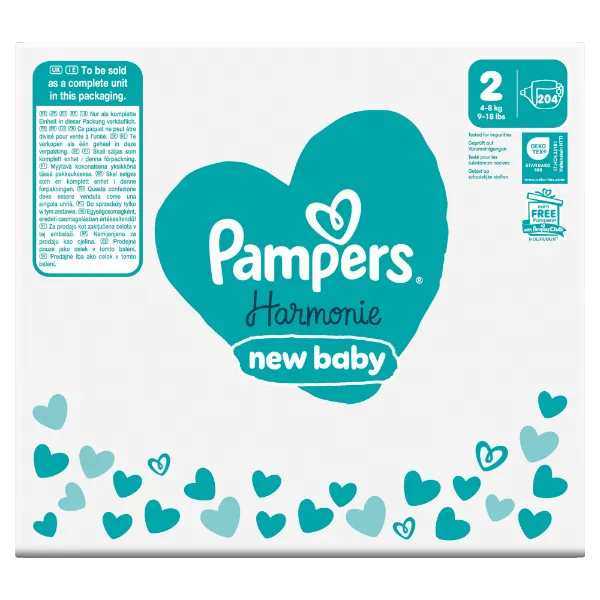 Pampers Harmonie Baby Pelenka, Méret: 2, 204 db Pelenka, 4kg-8kg termékhez kapcsolódó kép