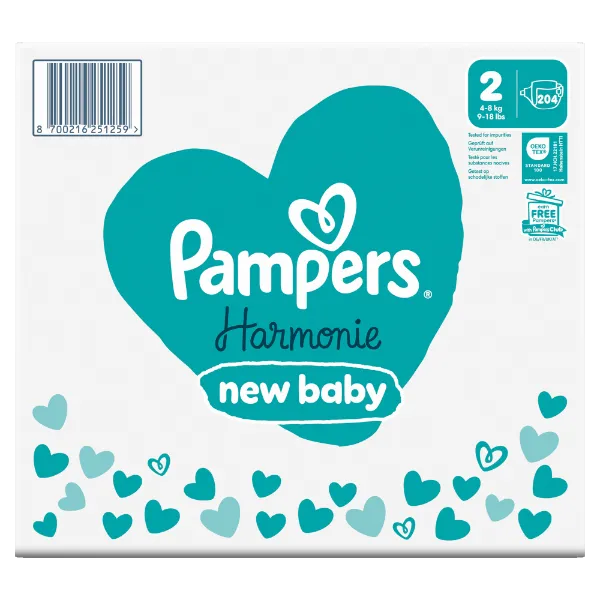 Pampers Harmonie Baby Pelenka, Méret: 2, 204 db Pelenka, 4kg-8kg termékhez kapcsolódó kép